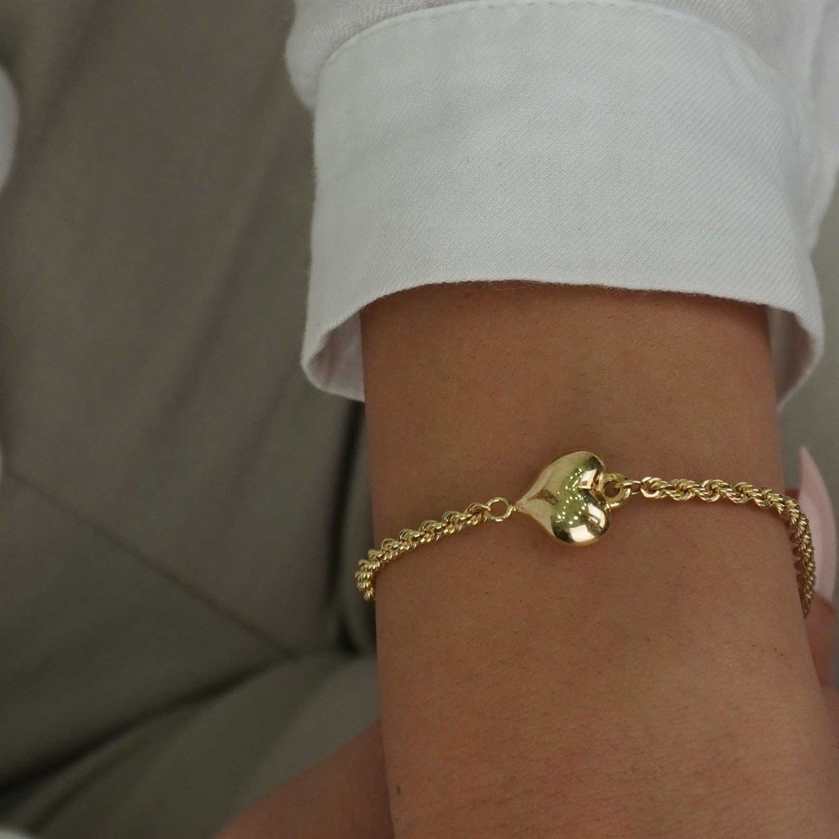 Burgu Zincir Kalp Bileklik