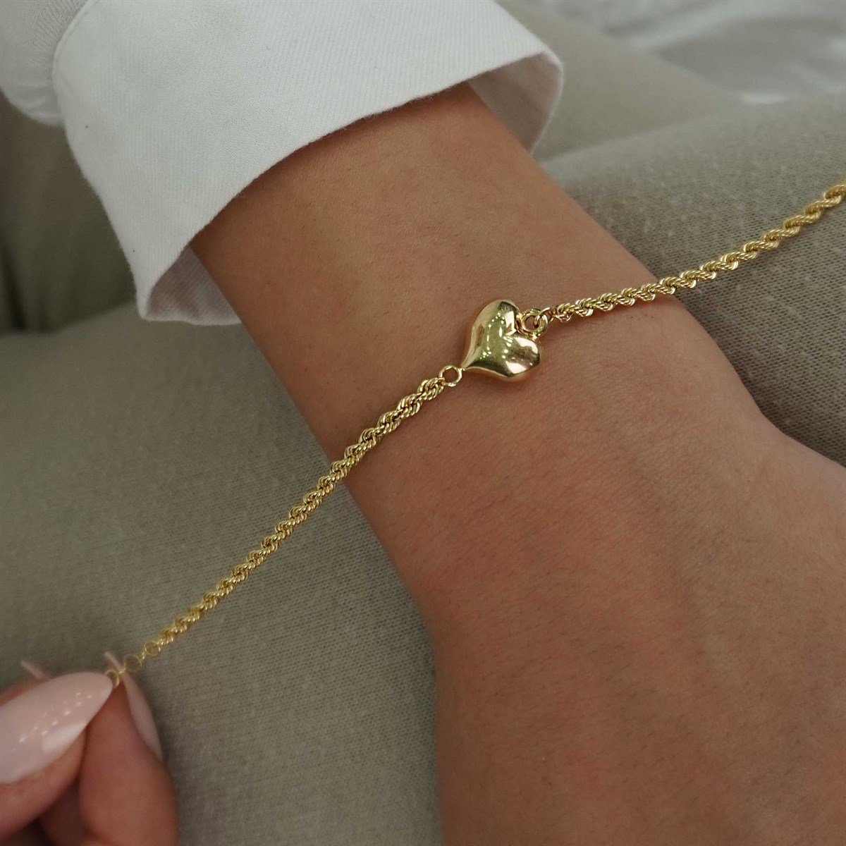 Burgu Zincir Kalp Bileklik