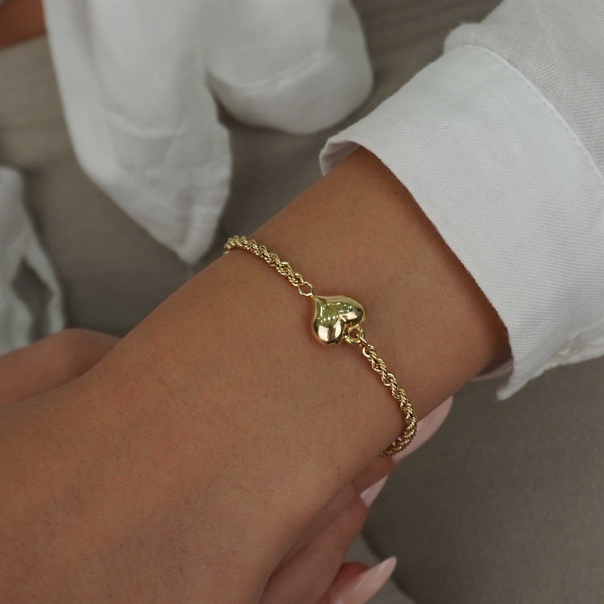 Burgu Zincir Kalp Bileklik