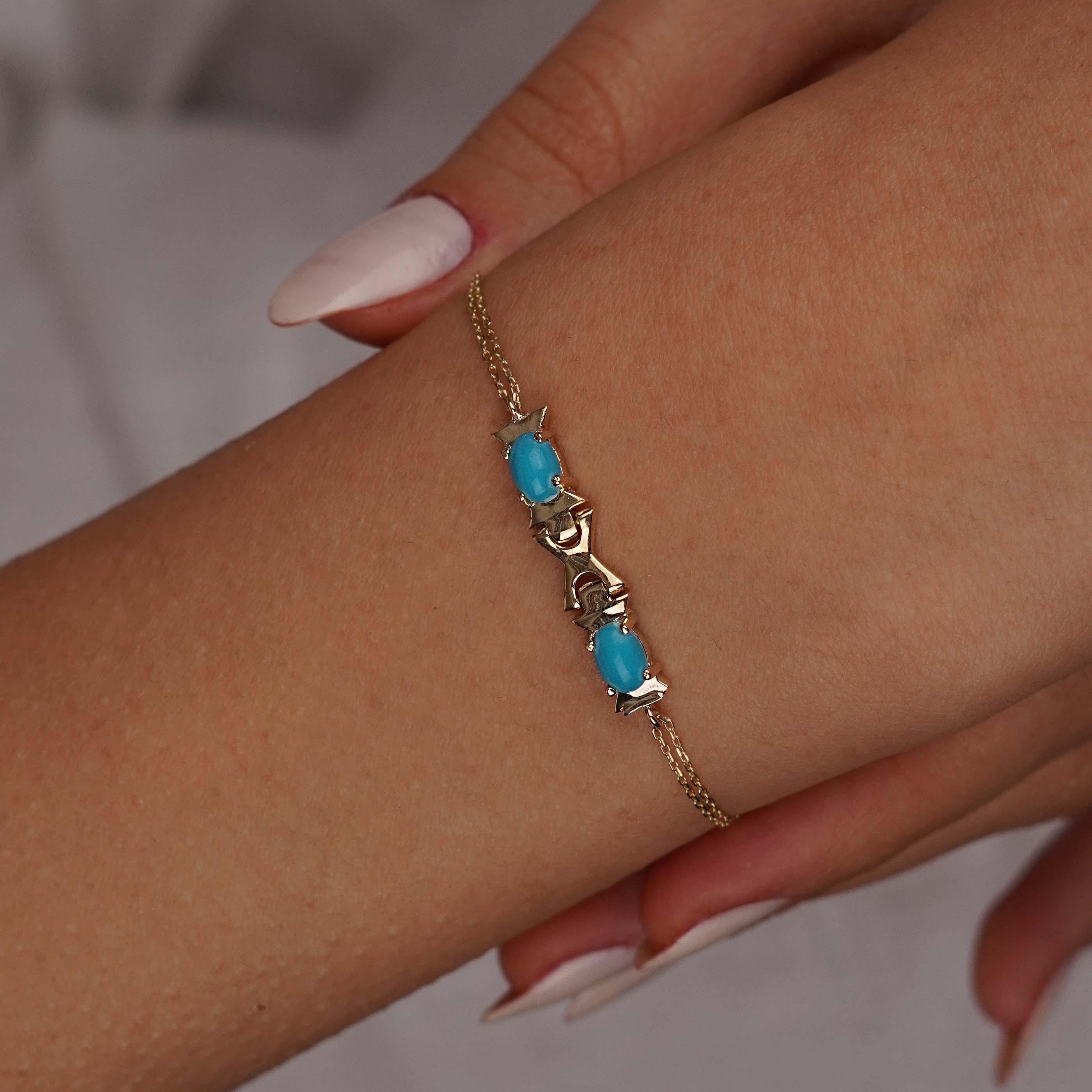 Çift Firuze Tasarım Bileklik