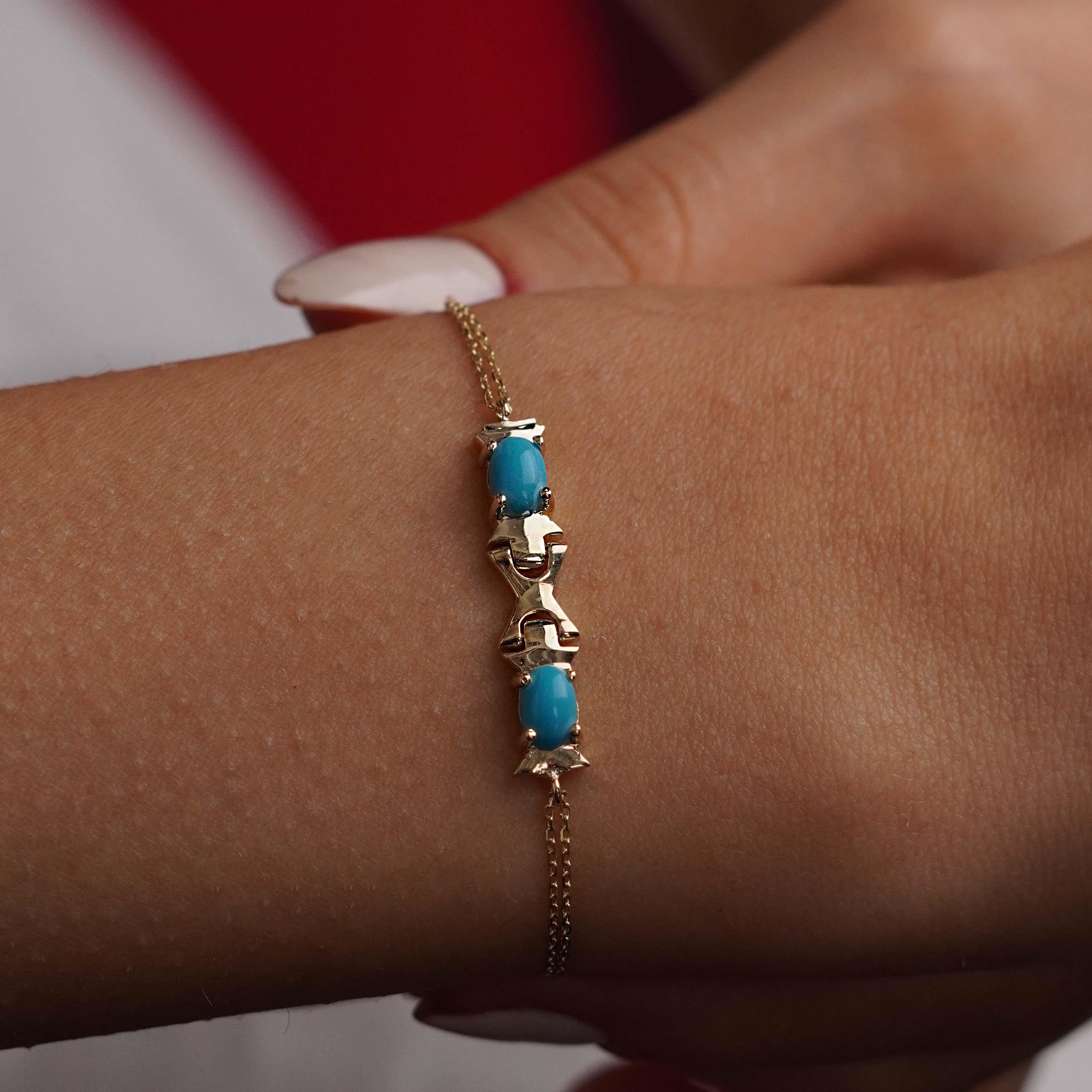 Çift Firuze Tasarım Bileklik