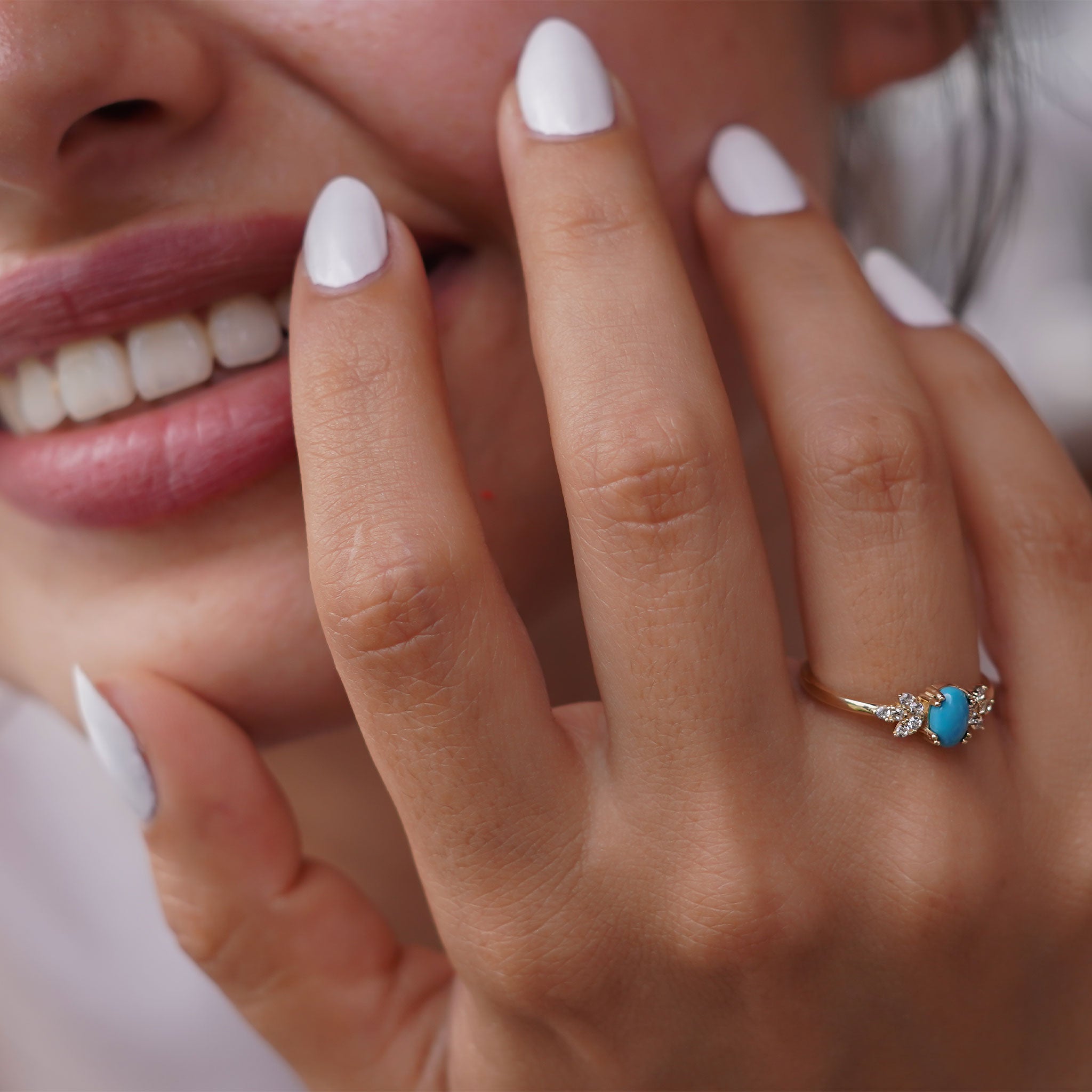 Firuze Taşlı Lotus Yüzük