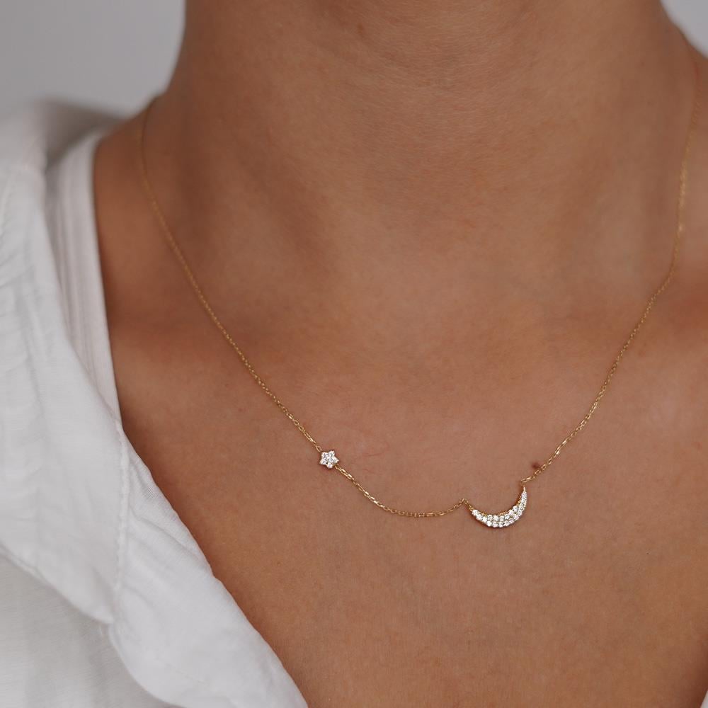 Minimal Ay Yıldız Kolye