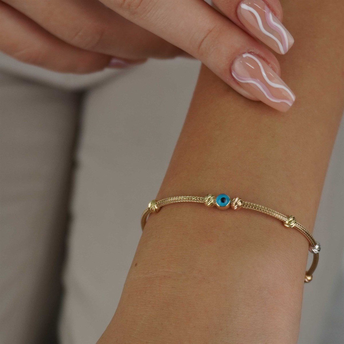 Nazar Boncuklu Dorika PopCorn Bileklik