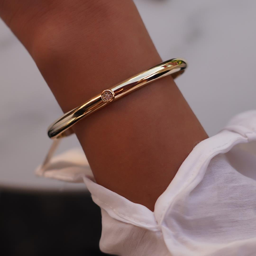 Taşlı Bombeli Bilezik