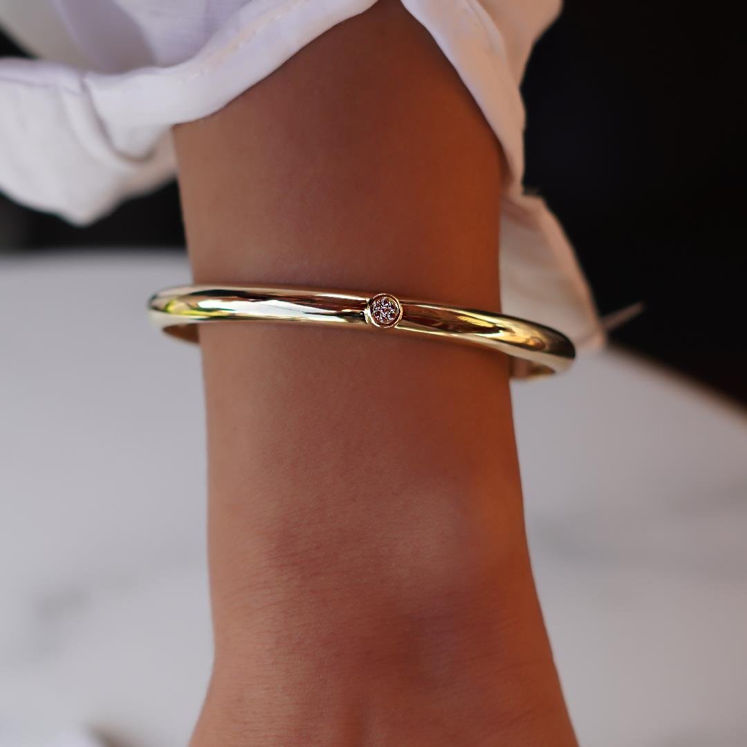 Taşlı Bombeli Bilezik