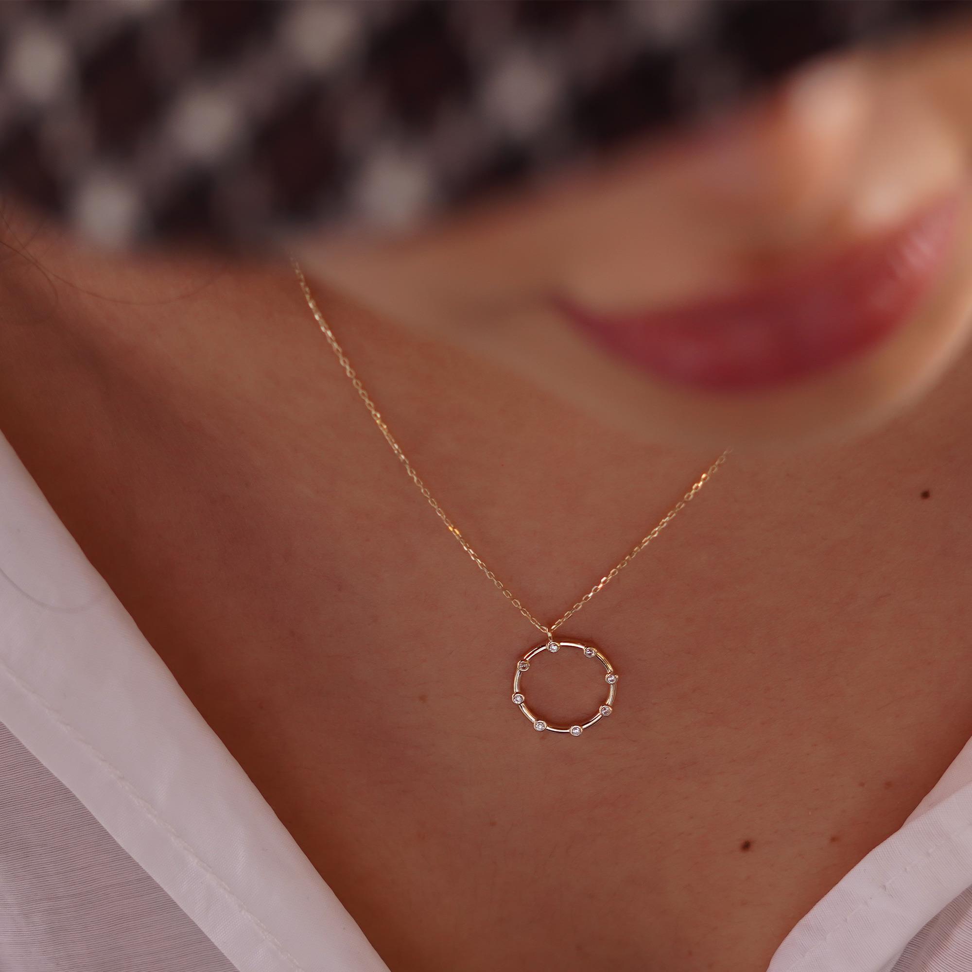 Taşlı Circle Kolye