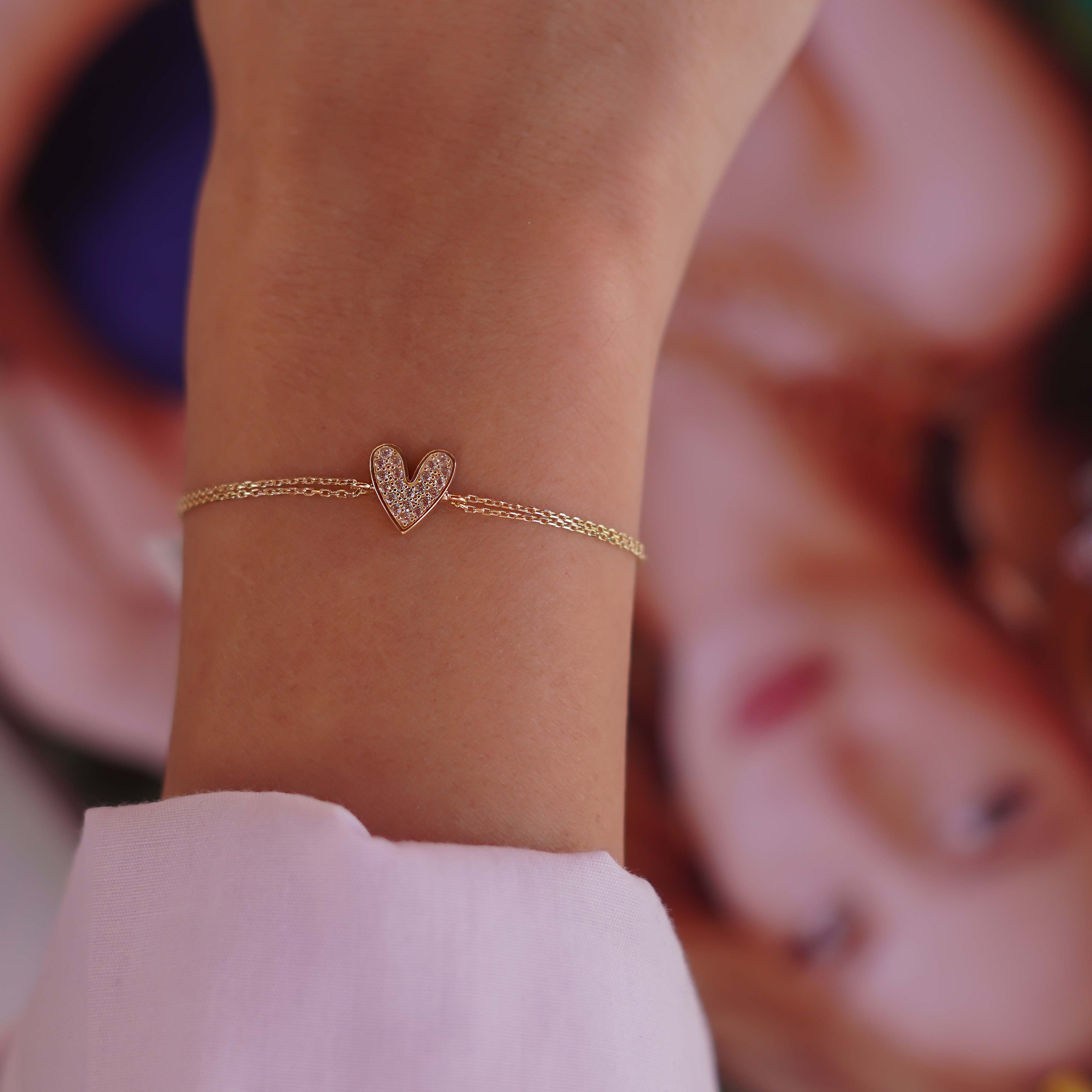 Taşlı Kalp Bileklik