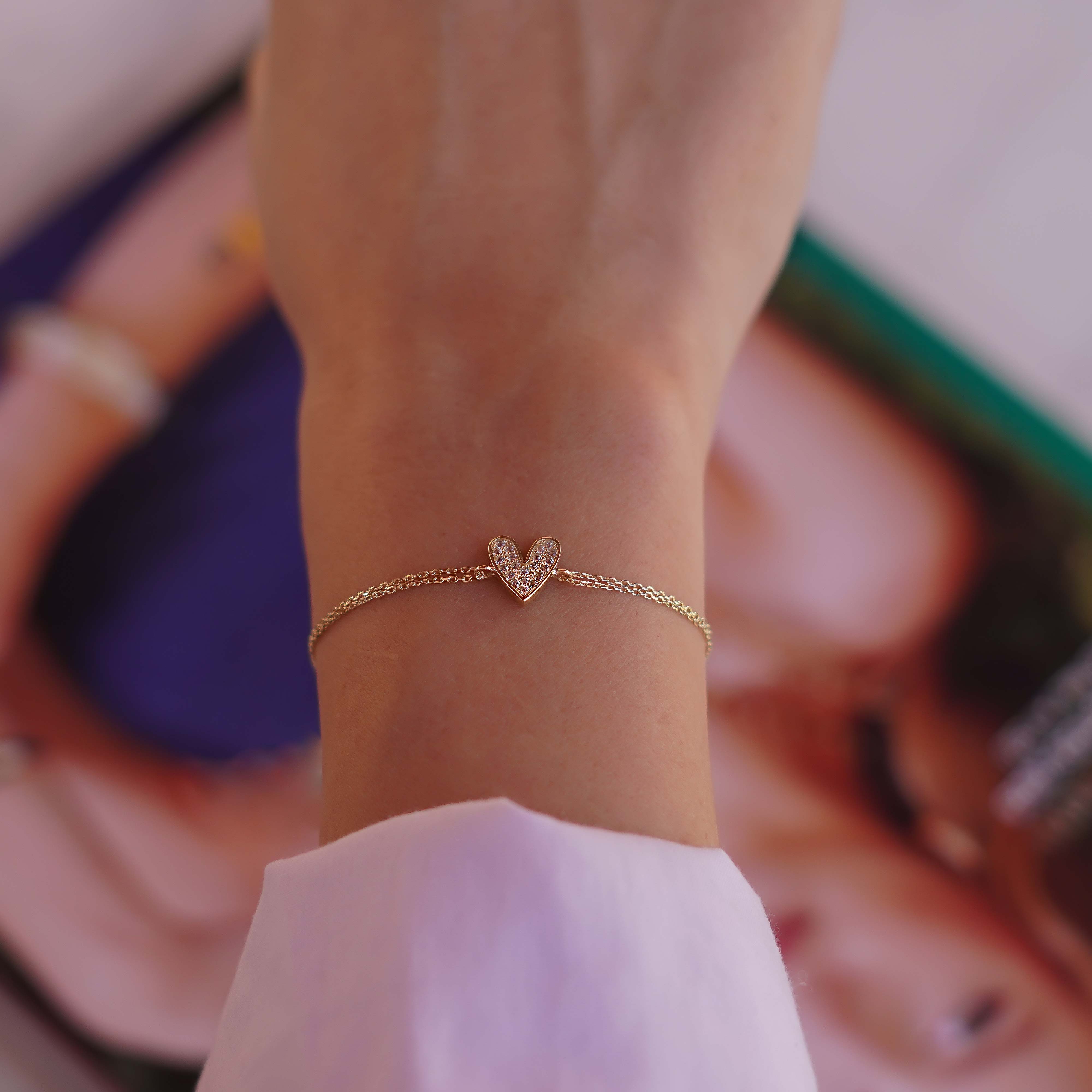 Taşlı Kalp Bileklik