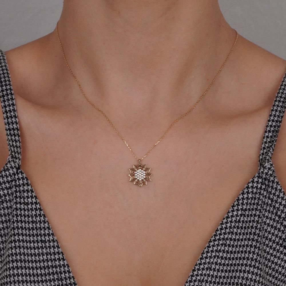 Taşlı Lotus Kolye