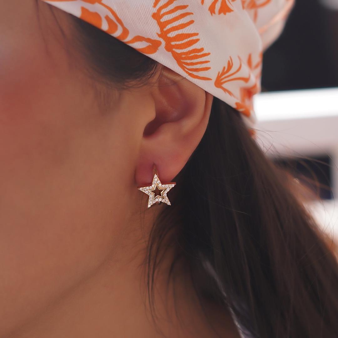 Taşlı Yıldız Küpe