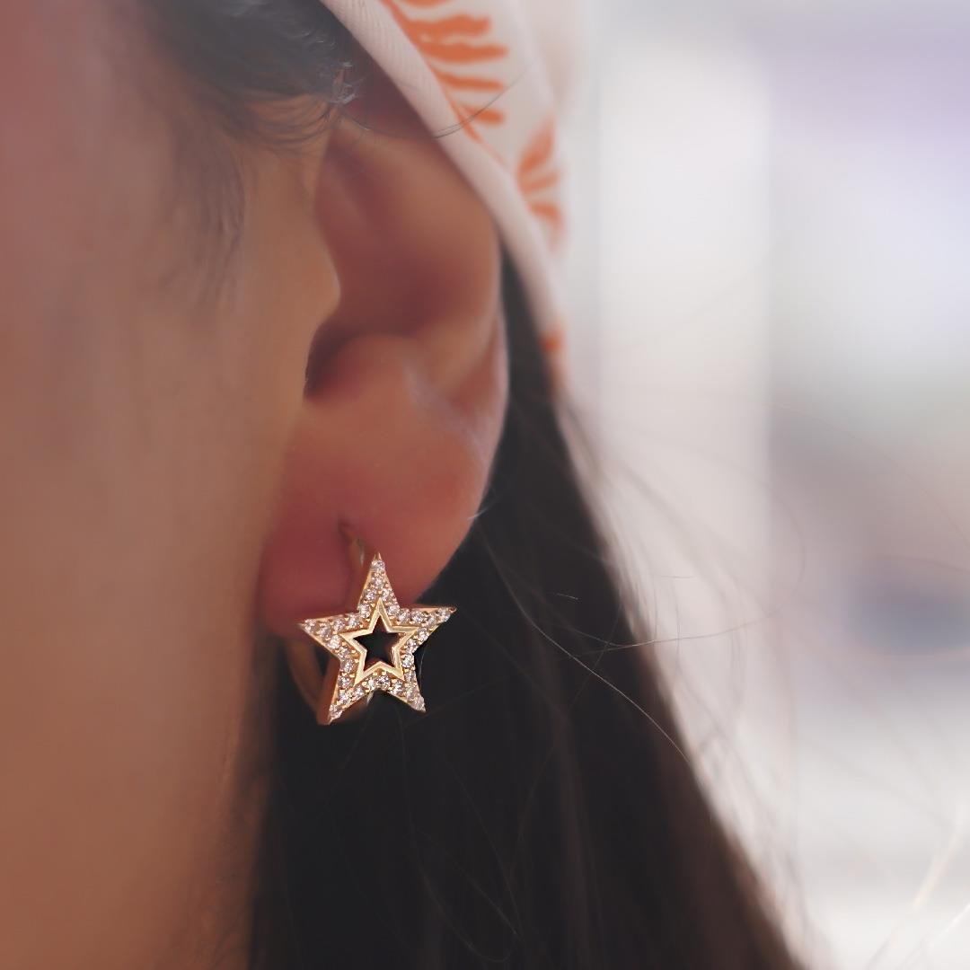 Taşlı Yıldız Küpe