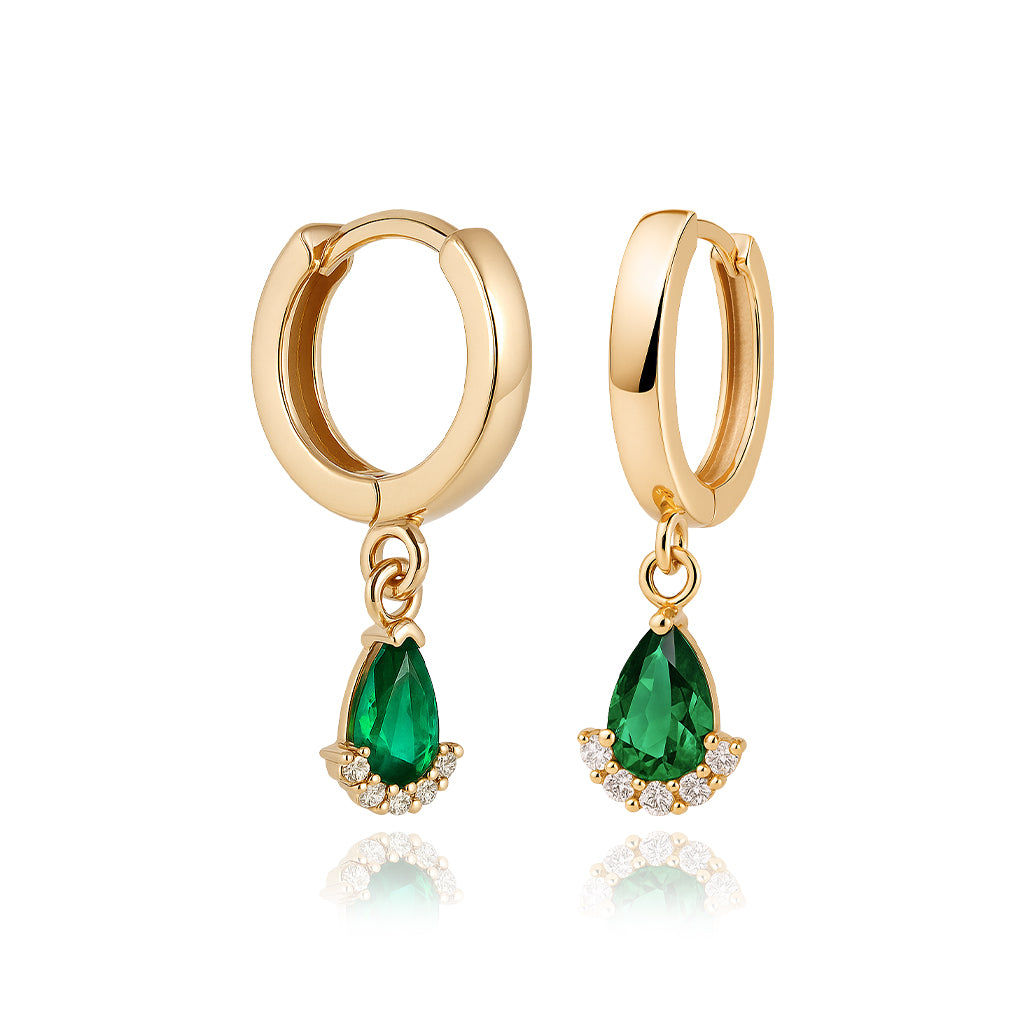 Yeşil Taşlı Damla Küpe