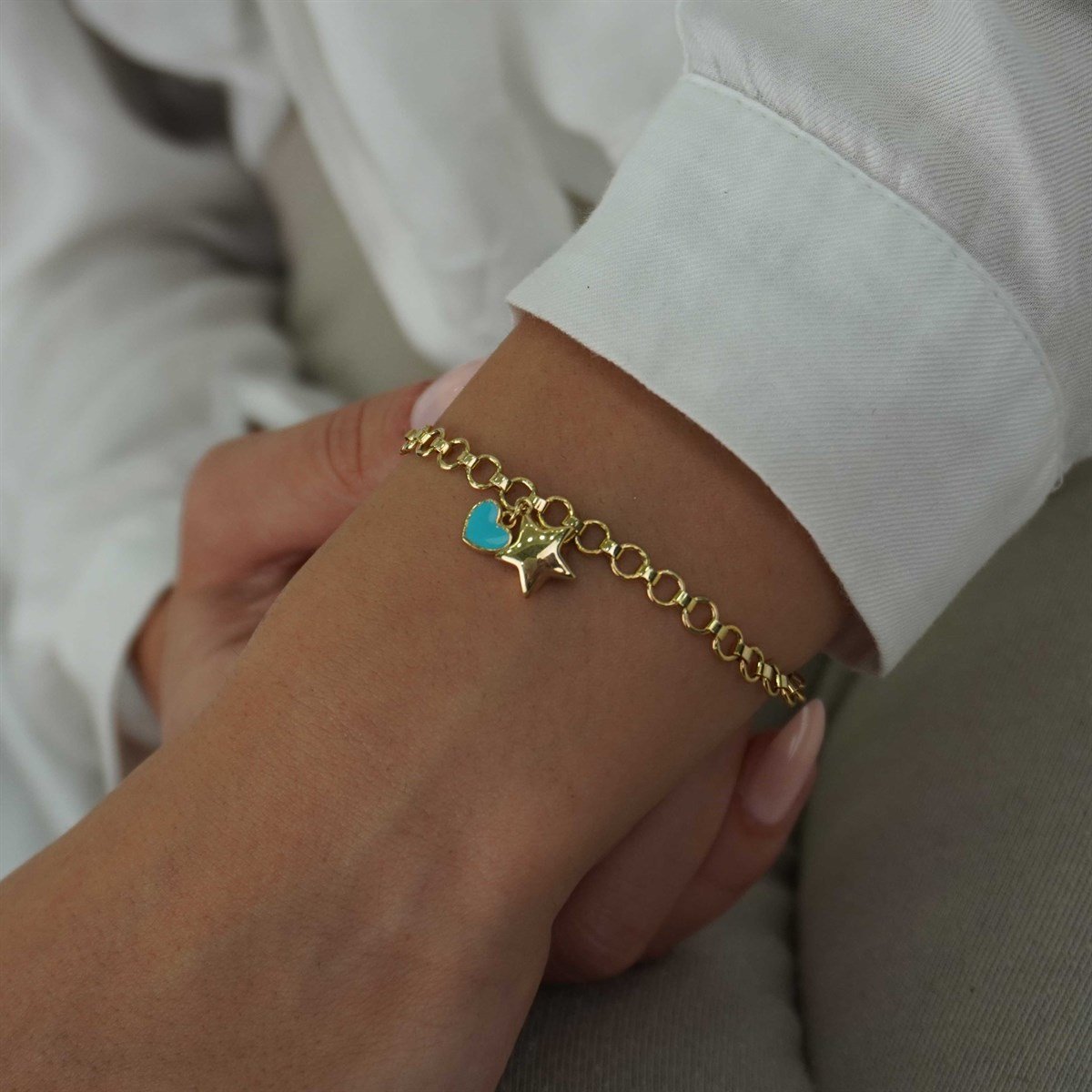 Yıldız Kalp Charm Bileklik