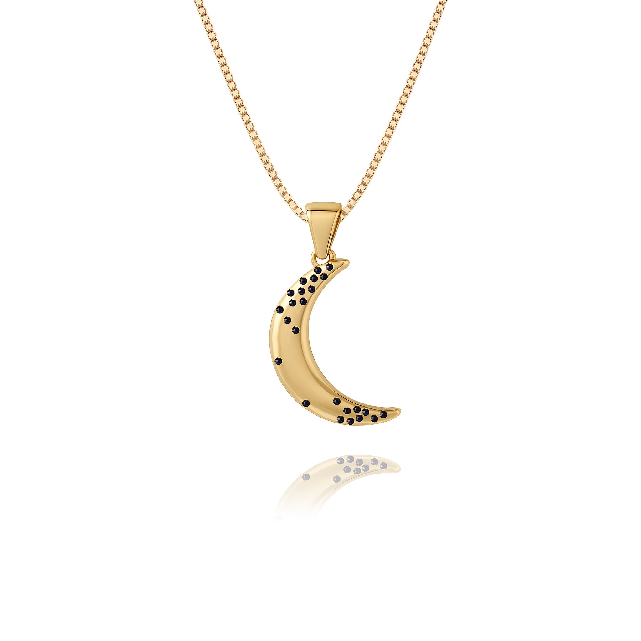 Mavi Taşlı Moon Kolye