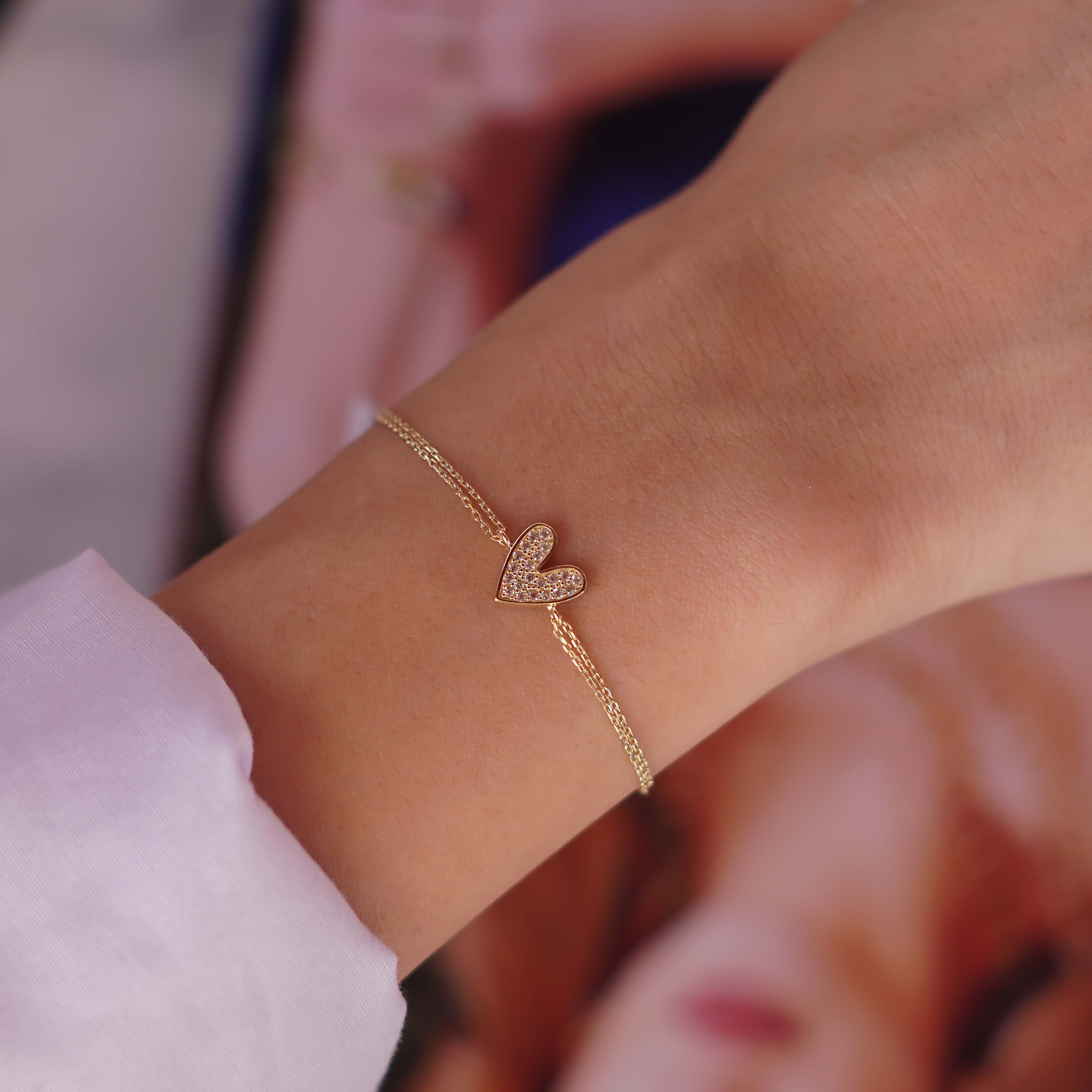 Taşlı Kalp Bileklik