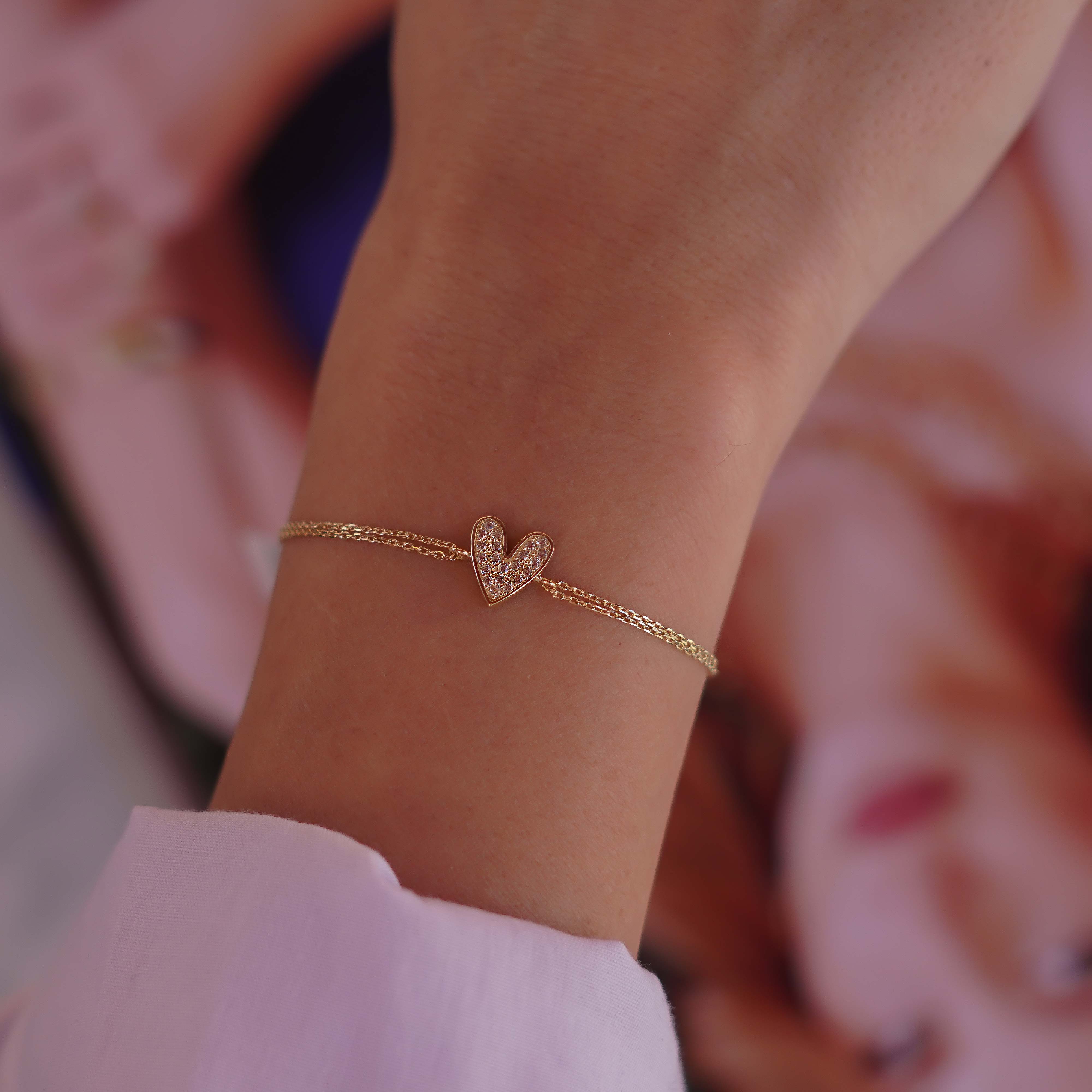 Taşlı Kalp Bileklik