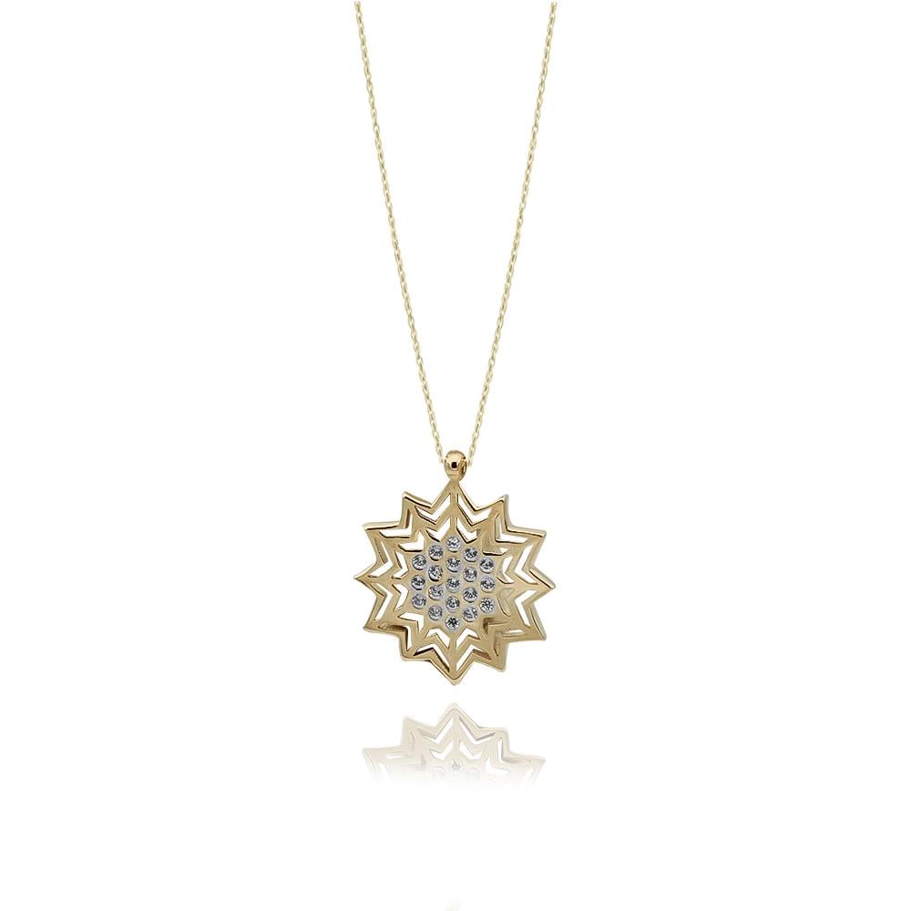 Taşlı Lotus Kolye