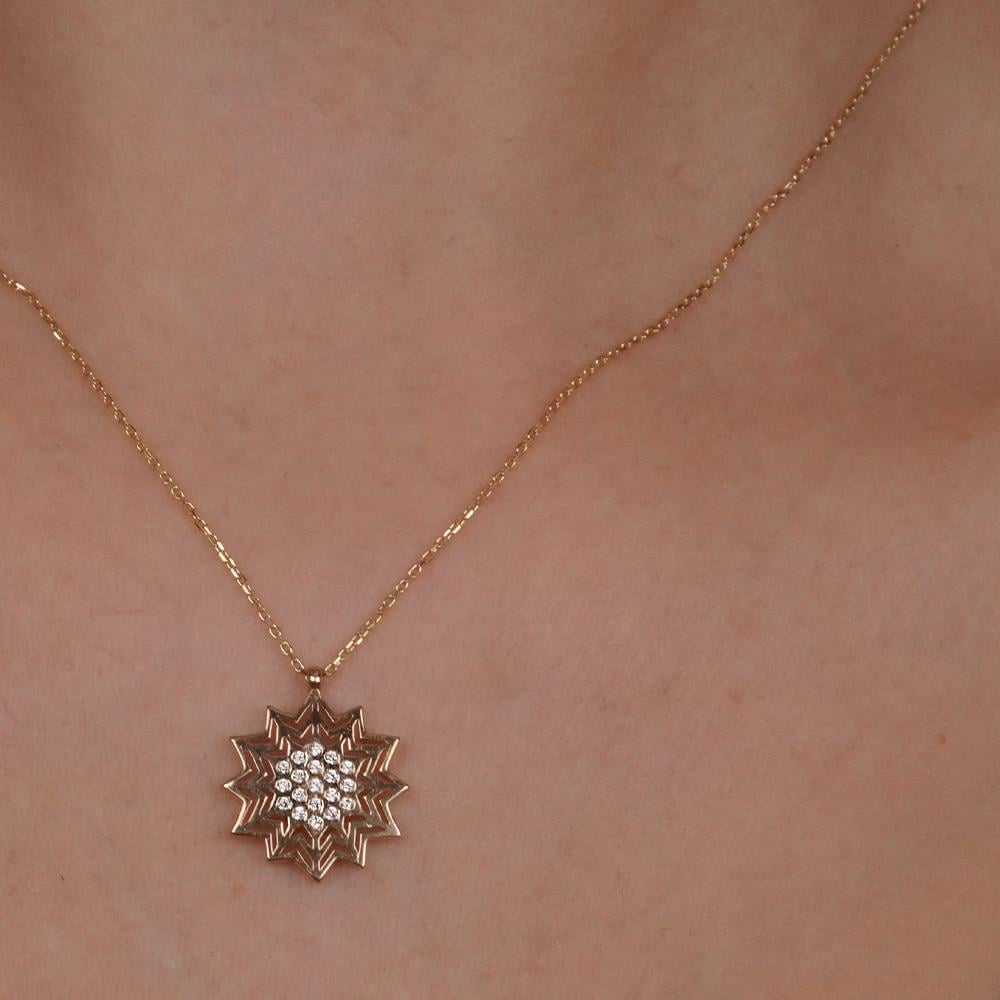 Taşlı Lotus Kolye