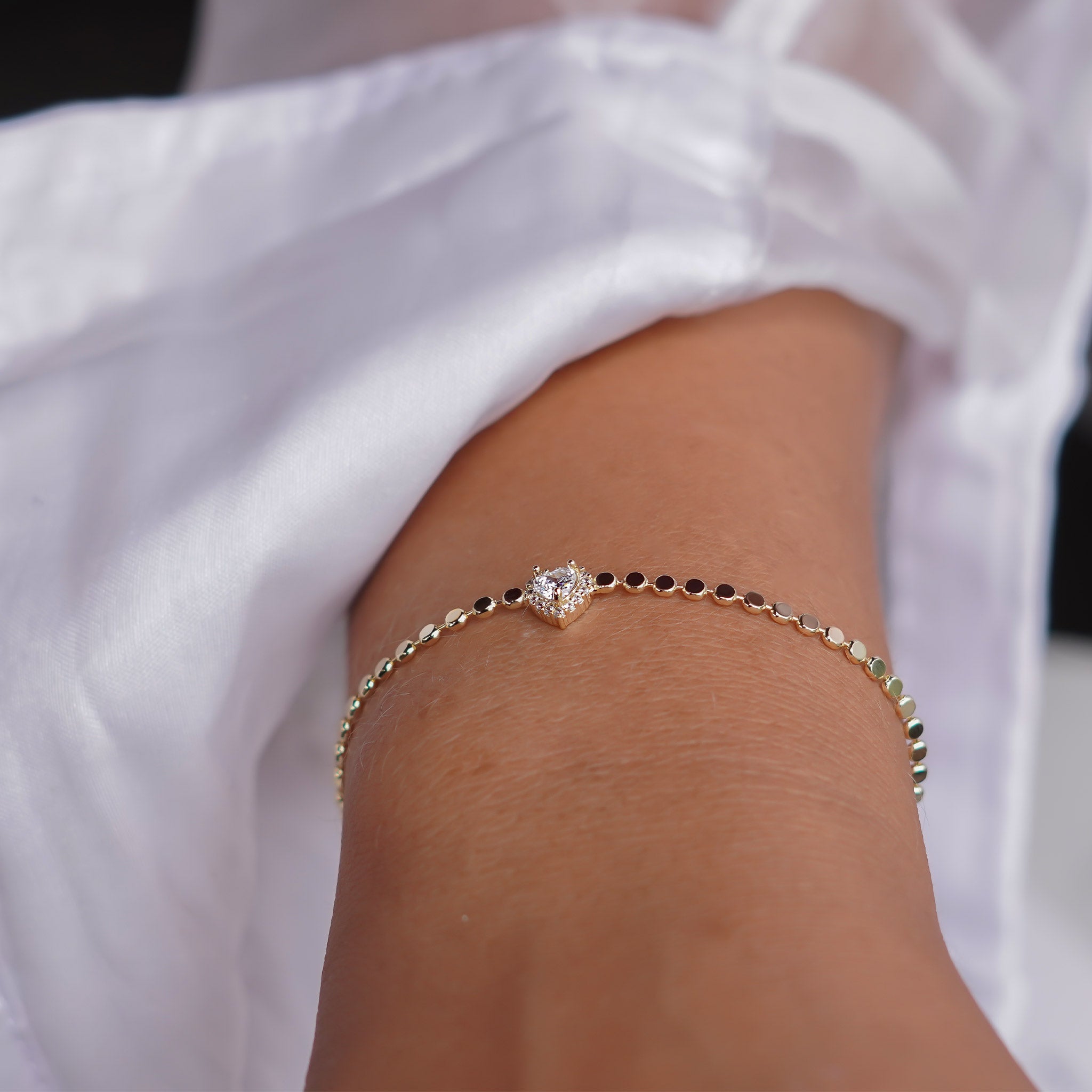 Tek Taş Kalp Bileklik