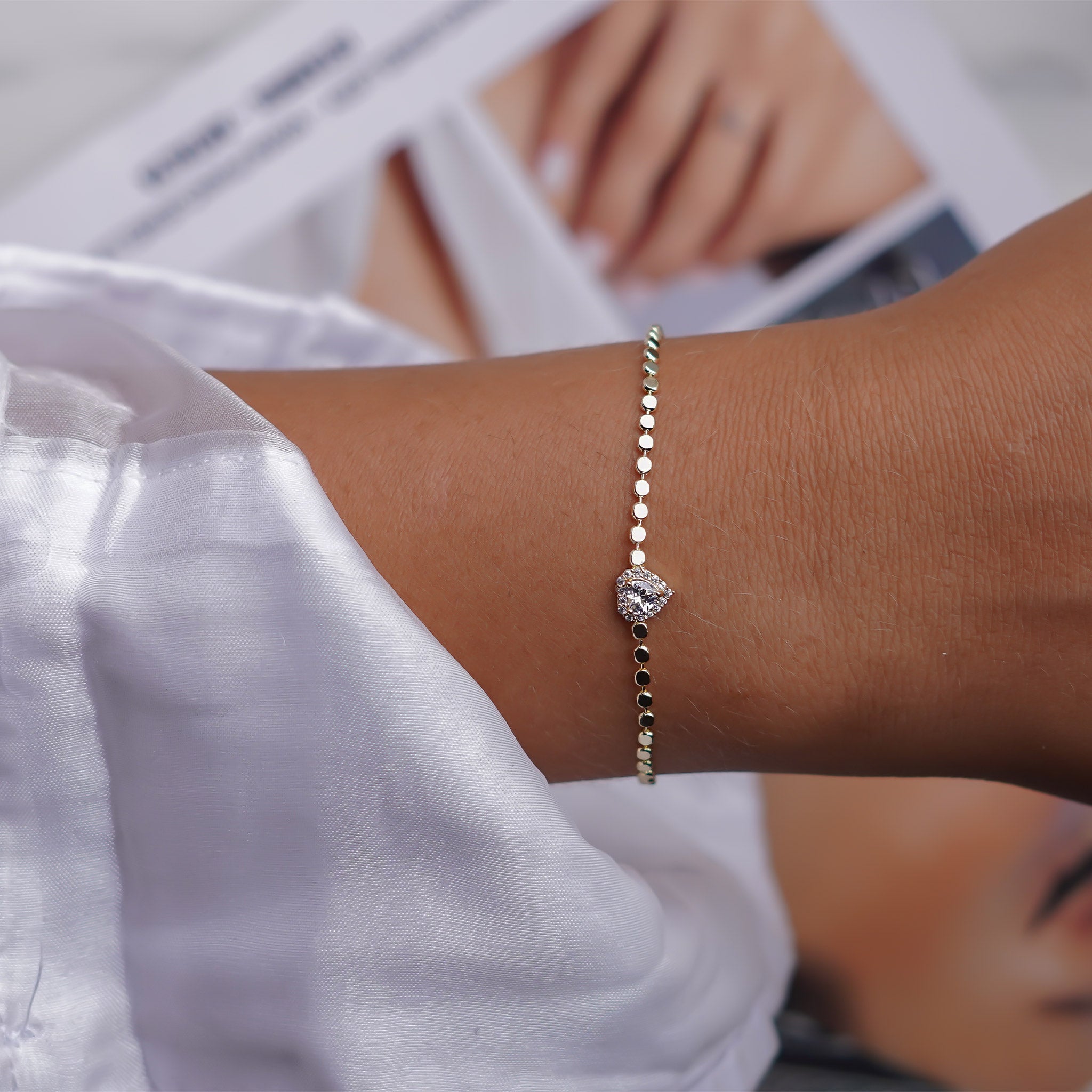 Tek Taş Kalp Bileklik