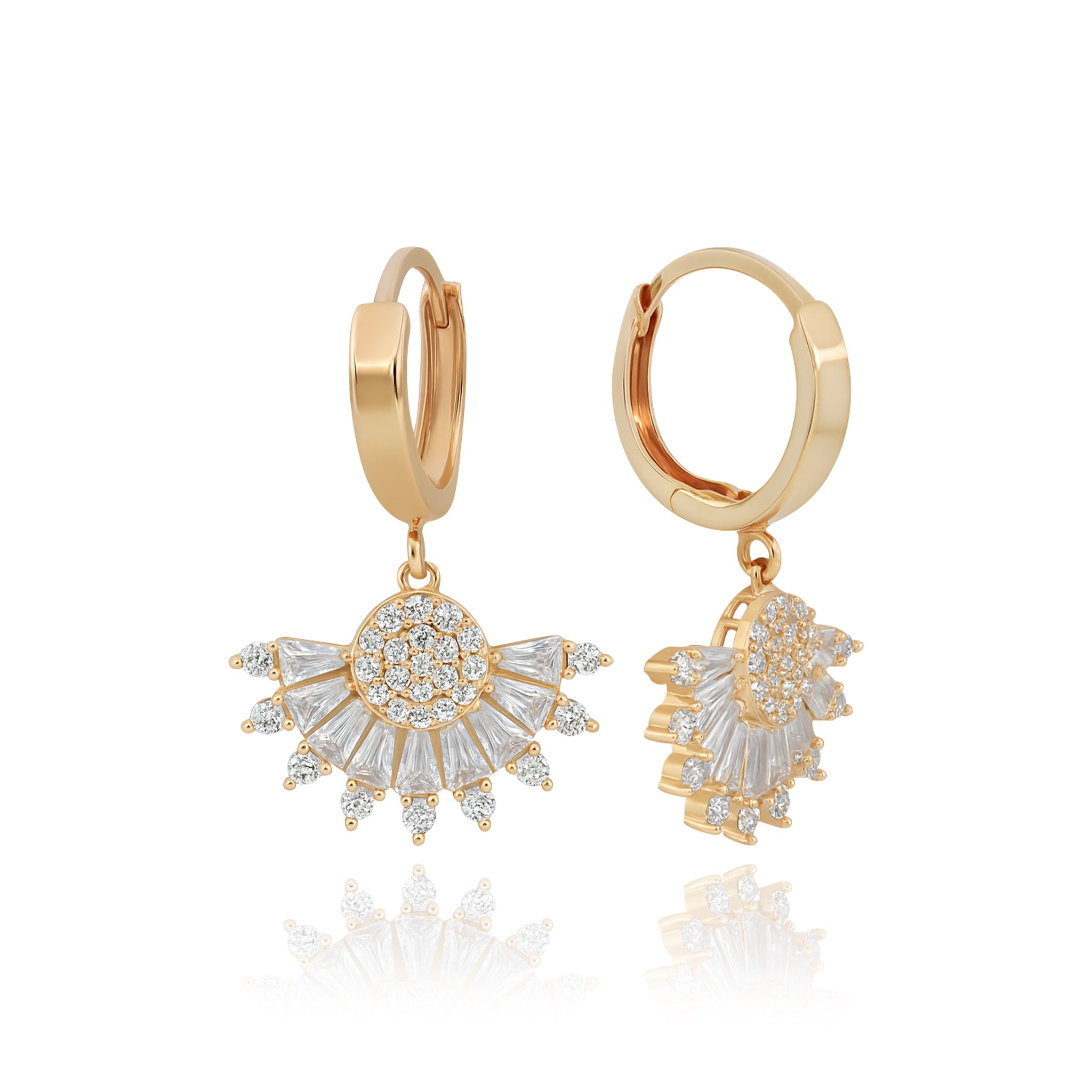 Yelpaze Taşlı Küpe