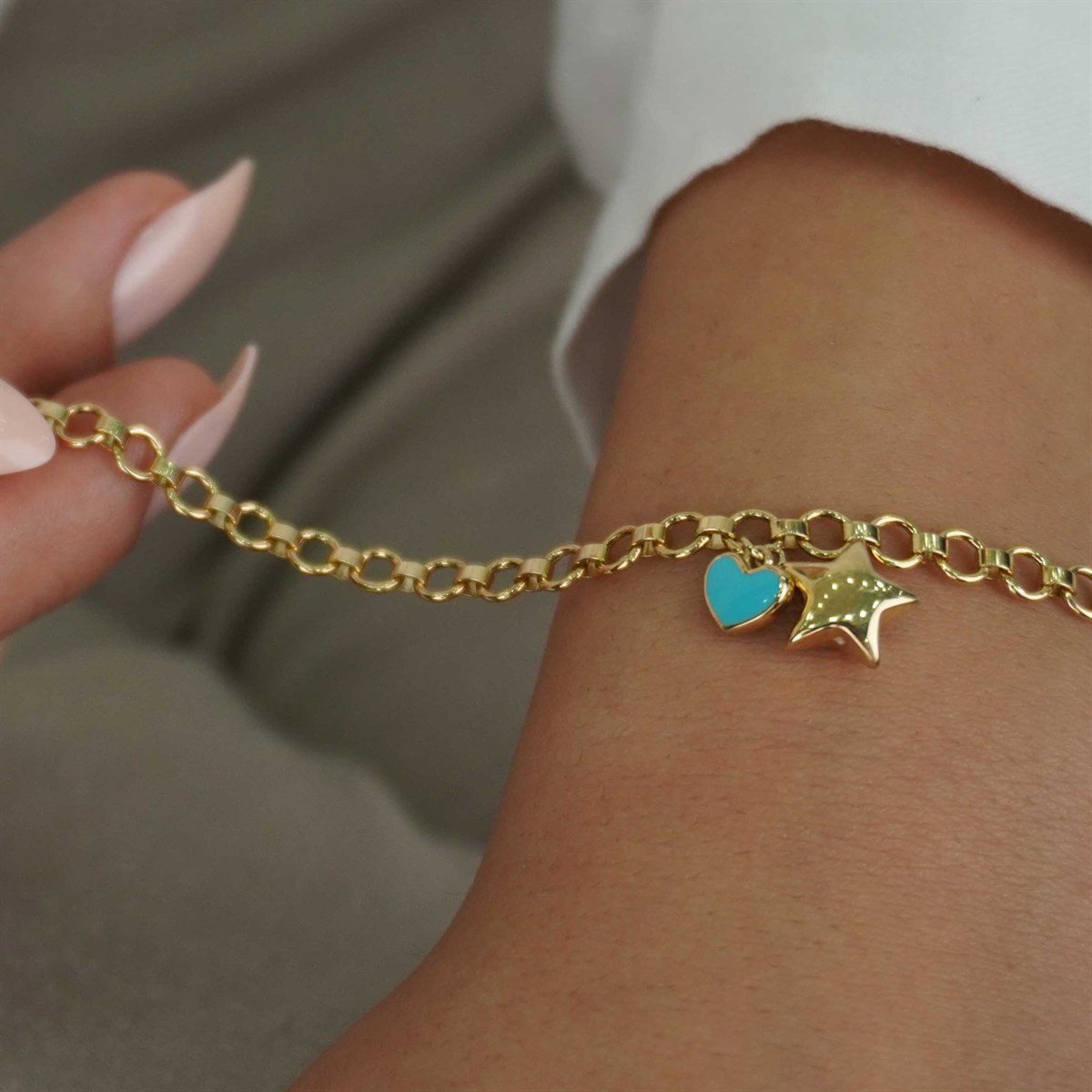 Yıldız Kalp Charm Bileklik